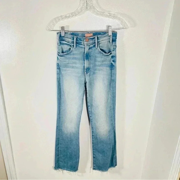 MOTHER Denim The Hustler Ankle Fray Jeans Au Revoir Wash Distressed Preppy - Picture 2 of 11